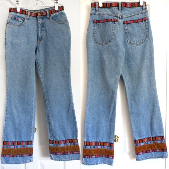 Vintage 90s jonathan g boho straight-leg acid wash jeans - Picture 1 of 6